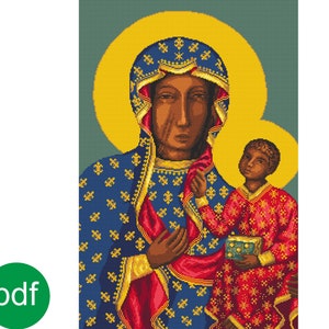 The Holy Virgin of Czestochowa  Digital Cross Stitch Pattern Pdf  Mother of God, Virgin Mary of Czestochowa