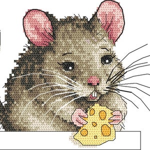 Mouse in a pocket digital cross stitch  pattern,  PDF,