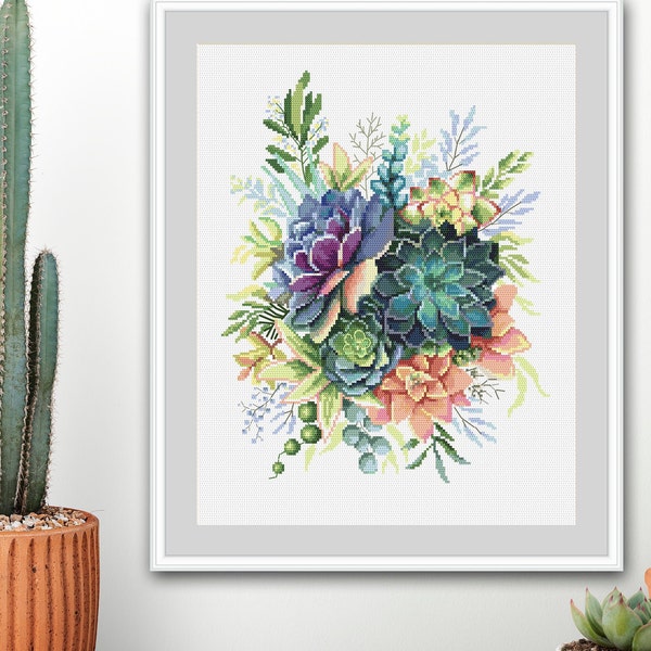 Succulent Cross Stitch Etsy