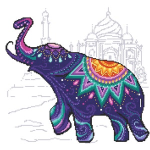 Elephant for fortune - digital cross stitch pattern