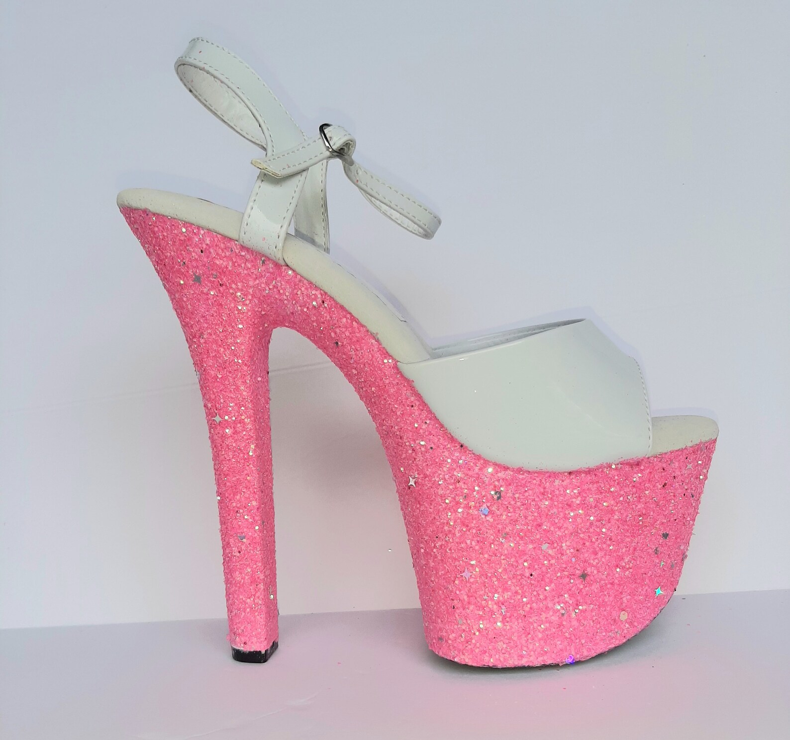 Stripper heels pinkPole danceMONET glittery neon pink 5 1/2 | Etsy