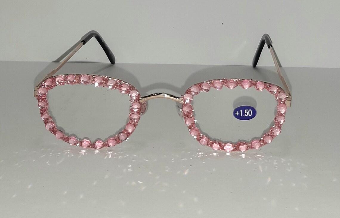 pink rhinestone reading glasses
