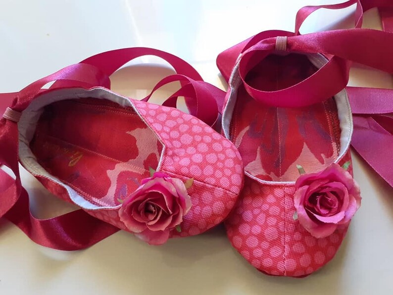 textile ballet flatsshoes for shoes for kindergarten for little Princess by Liga Slippers Rose petal Princess
