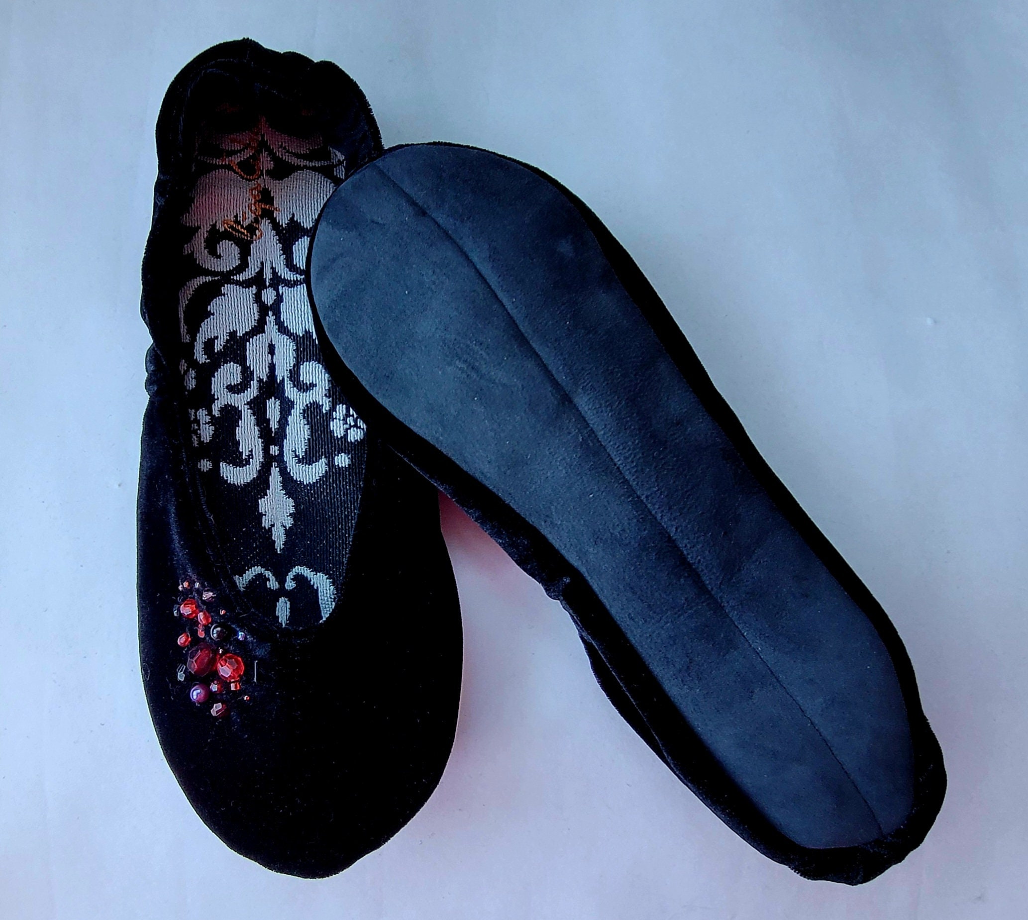 Black velvet ballet flats store