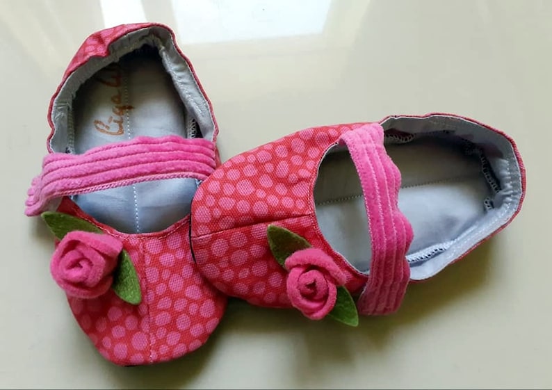 textile ballet flatsshoes for shoes for kindergarten for little Princess by Liga Slippers Rose petal Princess