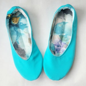 Azure Bright blue Ballet flats matched to dress Ballerina shoes Low heel shoes Wide fit shoes large size shoes Blue Mary Janes Made to order