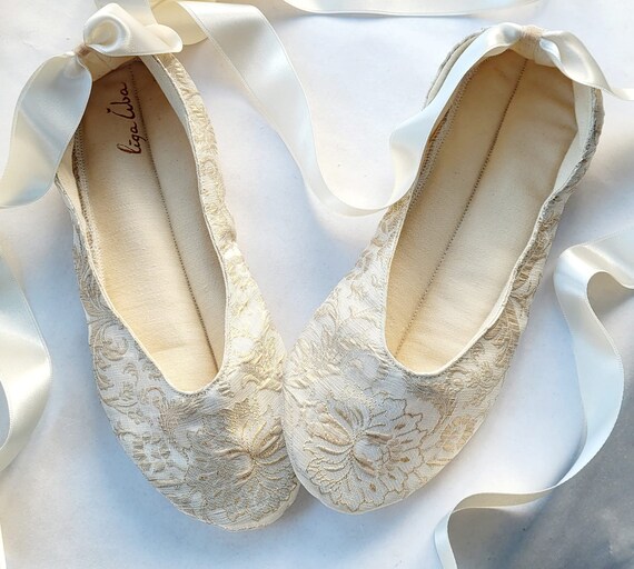 Gold ballet shop flats for wedding