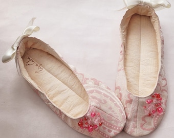 Pink Wedding Ballet Flats: Handmade Low Heel Princess Shoes