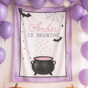 A Baby Is Brewing Halloween Baby Shower Banner Fall Baby Shower Spooky Baby Shower Backdrop Photo Backdrop