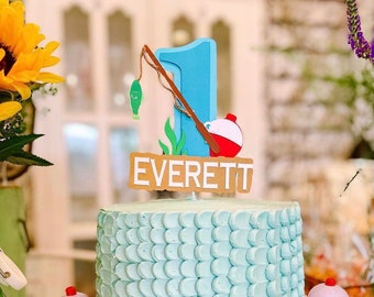 O Fishally Cake Topper One The Big One Fishing Birthday 1 Year Old Birthday One Year Old Ofishally One Fishing Rod Cake Topper