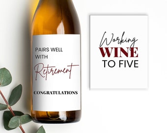 4 Retirement Wine Labels, Cheers To.. Years Wine Label, Custom Wine ...