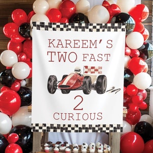 Two Fast Two Curious Birthday Car Birthday Racing Car Birthday Two Fast Birthday Two Fast Birthday Decor Birthday 2nd Birthday Boy