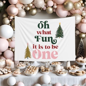 Oh What Fun It Is To Be One Winter Onederland Girl One Year Old Oh What Fun Tapestry Banner Oh What Fun Christmas