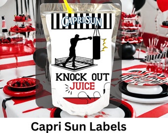 Étiquettes de boxe Caprisun Gants de boxe Capri Sun Label Étiquettes de jus UFC Anniversaire Décorations de fête de boxe