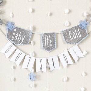 Baby Its Cold Outside Sign Winter Baby Shower Winter Onederland Boy Baby Shower Decoration Baby Shower Banner Snowflake Banner Snowflake image 1