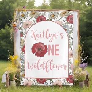 Wildflower Birthday Backdrop 1st Birthday Wildflower Banner Wild Flower Birthday Summer Birthday Floral Birthday Shes A Wildflower