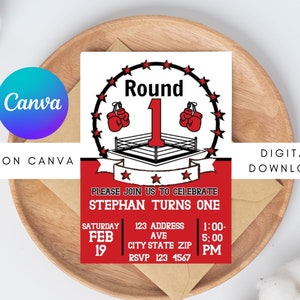 CANVA Boxing Party Invitation Boxing Invitation Boxing Gloves Boxing Birthday Party Boxer Boxer Birthday Invitation Boxing Party Decorations