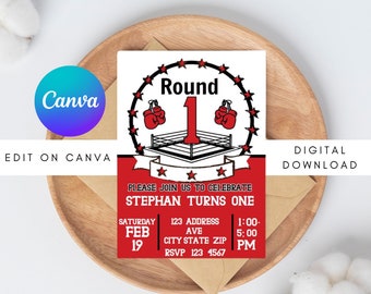 CANVA Boxing Party Invitation Boxing Invitation Boxing Gloves Boxing Birthday Party Boxer Boxer Birthday Invitation Boxing Party Decorations