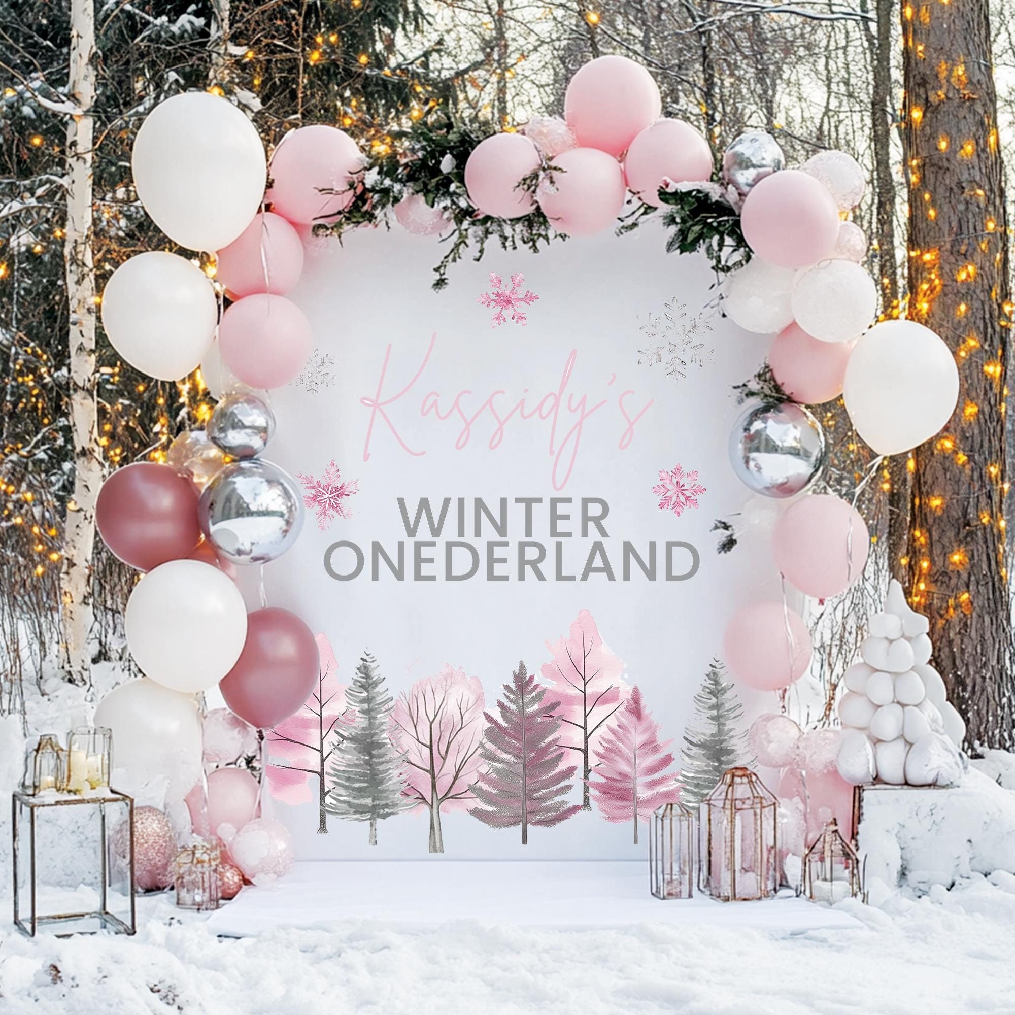 Baby Its Cold Outside Pink Winter Onederland Winter One Derland Pink Snowflake Backdrop for Birthday Winter Wonderland Party Decorations