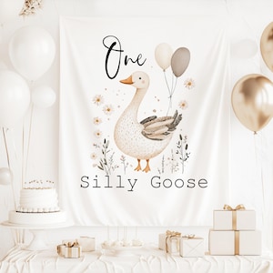 One Silly Goose Backdrop 1 Silly Goose Birthday One Silly Goose High Chair Birthday Decoration 1st Birthday Banner