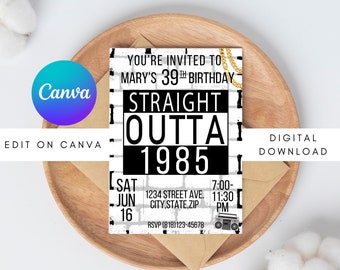 Hip Hop Party Hip Hop Invitation Hip Hop Invitations 90s Birthday Party 90s Party Decor 90&#39;s Party Straight Outta Tupac Party Hip Hop Invite
