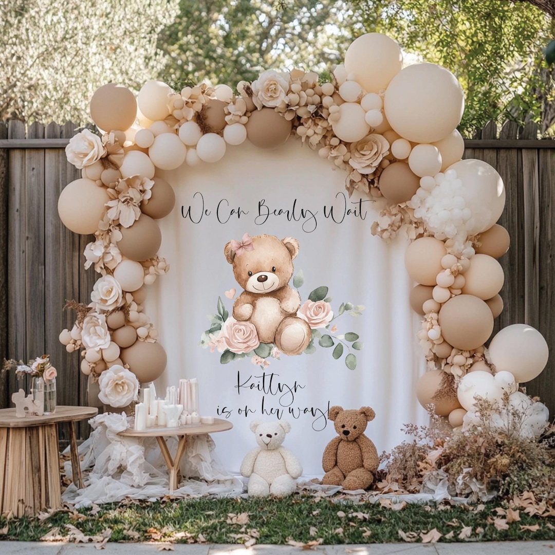 We Can Bearly Wait Teddy Bear Baby Shower Backdrop We Can Bearly Wait ...