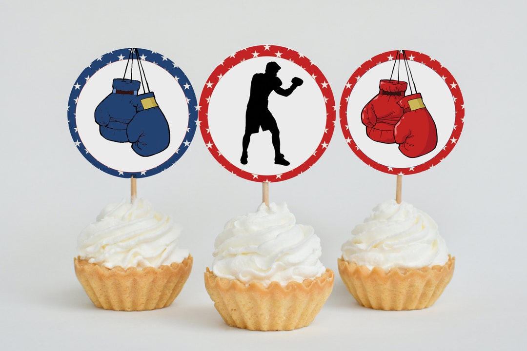 Boxing Gloves Cupcake Toppers Boxing Birthday Champ Boxing Etsy
