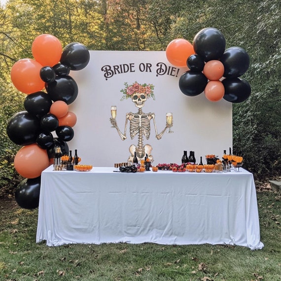 Till Death Do Us Party Halloween Banner - Glitter Paper, Black Words, For Bachelorette & Wedding - View #4