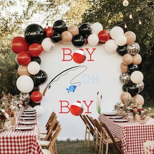 Boy Oh Boy Fishing Baby Shower Fishing Party Decorations Fishing Backdrop Fisherman Party Fishing Theme Nautical Party Decor Bauble