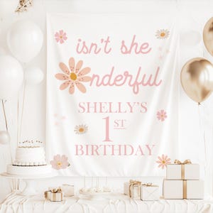 N&#39;est-ce pas Onederful fleurs sauvages anniversaire décor Daisy 1er anniversaire toile de fond Onederful 1er anniversaire bannière personnalisé 1er anniversaire signe