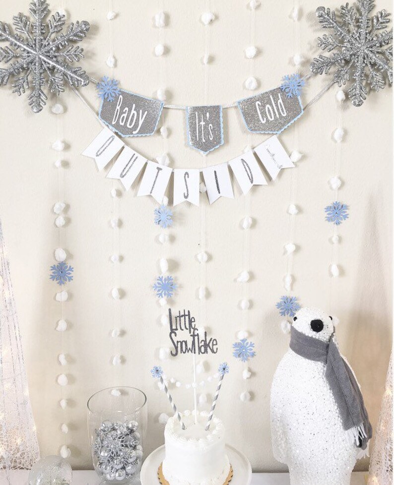 Baby its cold outside banner fall baby shower winter baby shower winter onederland baby shower decoration boy baby shower decoration