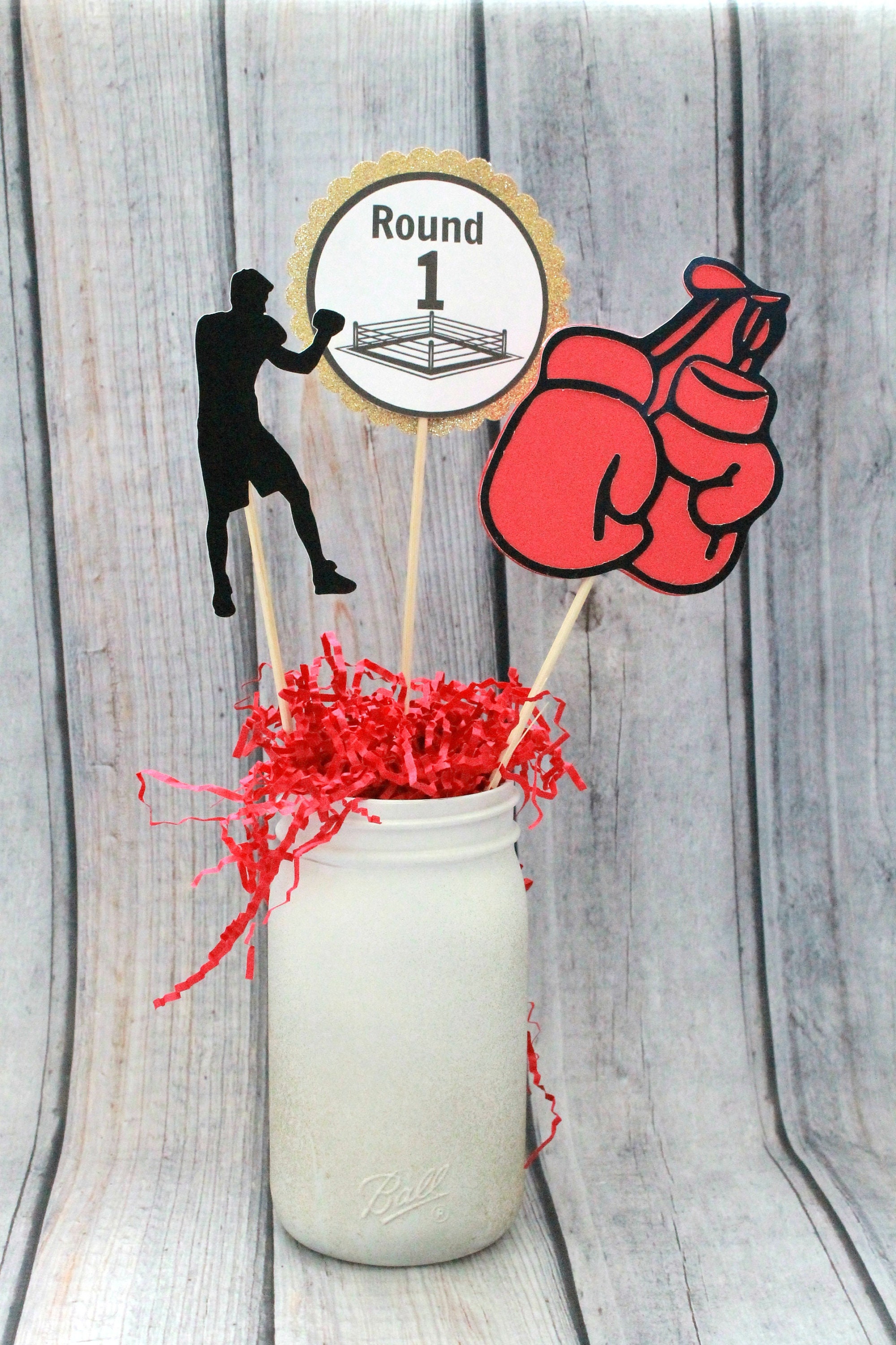 3 Prop Piece Setboxing Party Boxer Boxing Party Centerpieces Etsy