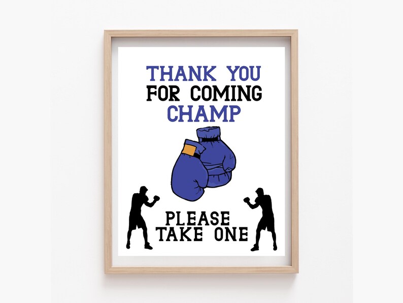 Thank You for Coming Boxing Sign Printable Favor Sign Boxing Party