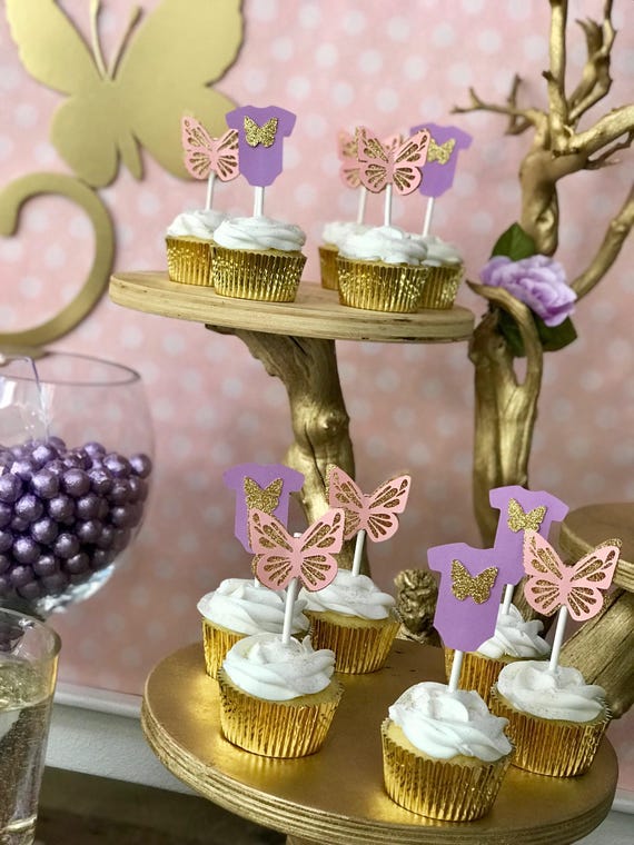 Spring baby shower,butterfly toppers,butterly cupcakes,its a girl baby shower,butterfly,butterfly party,butterfly party decor,butterflies Il_570xn
