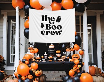 The Boo Crew Tapestry Boo Crew Backdrop Halloween Decor Halloween Photo Props Halloween Photo Booth Halloween Backdrop