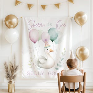 One Silly Goose Backdrop 1 Silly Goose Birthday One Silly Goose High Chair Birthday Decoration