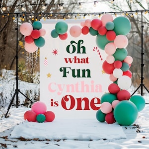 Oh, was für ein Spaß es ist, ein Winter Onederland-Mädchen ein Jahr alt zu sein, oh, was für ein Spaß Tapisserie Banner, oh was für Spaß Weihnachten
