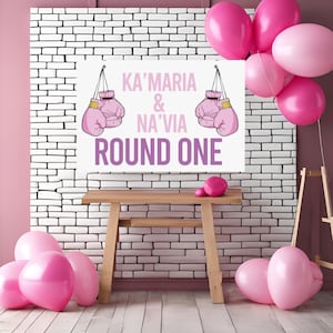 Pink Boxing Gloves Boxing Poster Boxing Party Boxer Little Boxer Sports Banner Boxing Banner Round One Boxing Party Decorations Boxing UFC