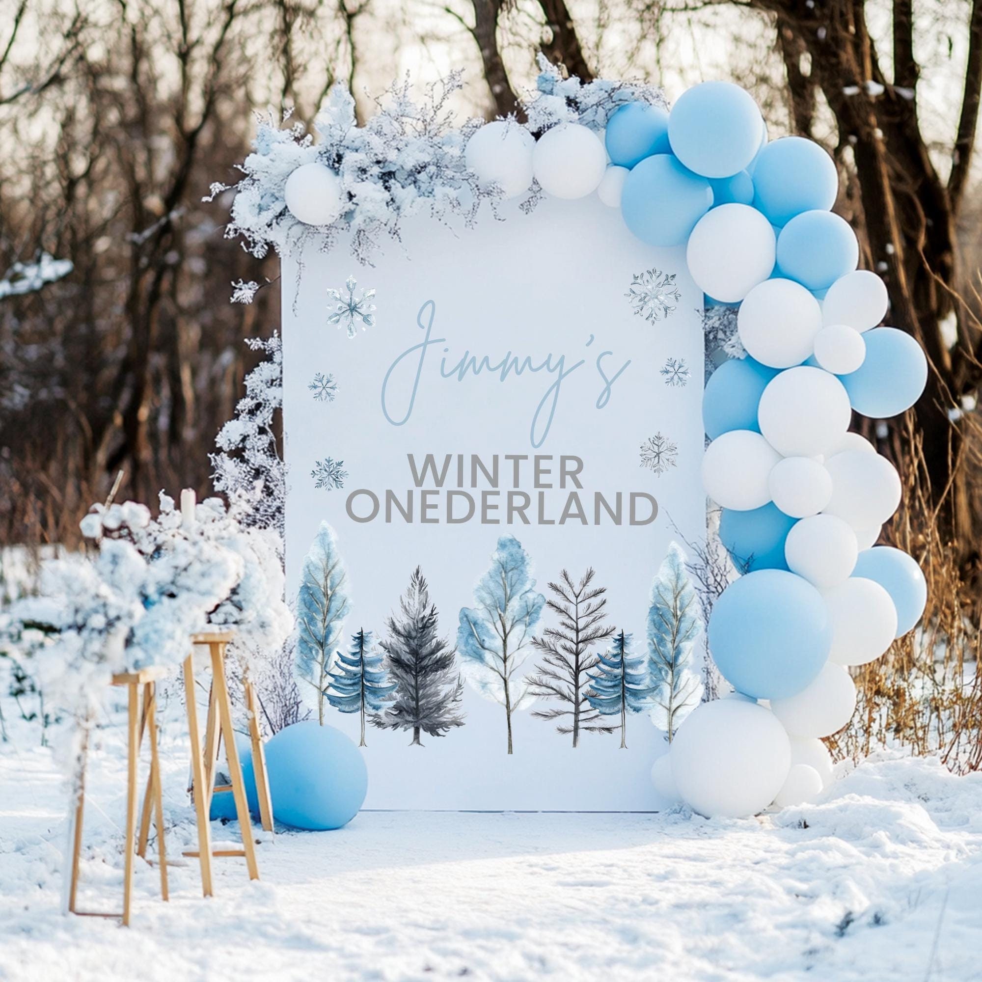 Baby It's Cold Outside Backdrop 7x5ft Snowy Forest Baby - View #11