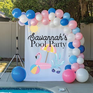 Banner de fiesta en la piscina, cumpleaños de verano, fiesta de cumpleaños en la piscina, decoración para fiesta en la piscina, pancarta de cumpleaños, letrero para fiesta en la piscina, cumpleaños en la playa, chapoteo, chapoteo