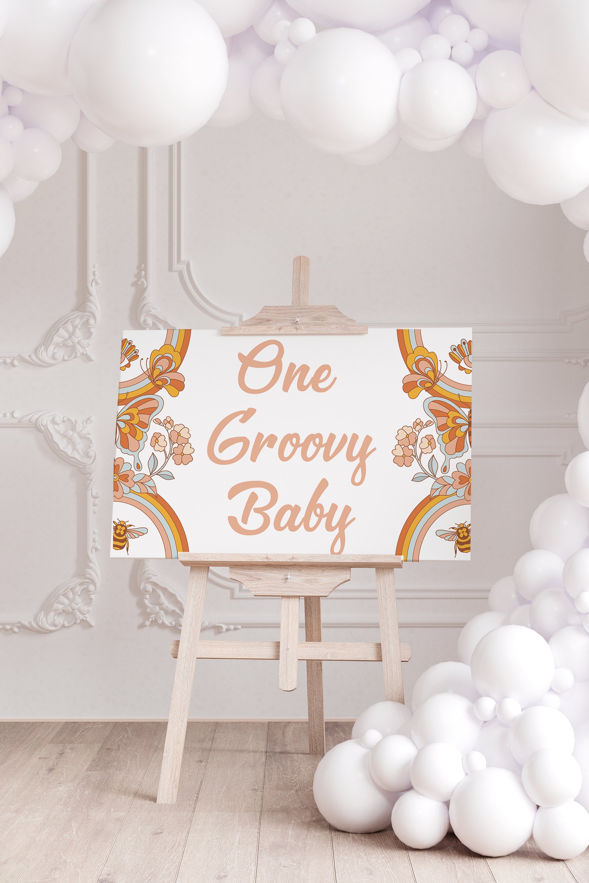 Groovy Baby Banner - Retro Hippie Boho Party Decor For Baby Shower Or Birthday (Pre-Assembled) - View #12