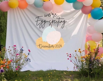 Easter Baby Shower Were Eggspecting Easter Egg Pregnancy Announcement We&#39;re Expecting Sign Baby Gender Reveal Sign Egg Specting