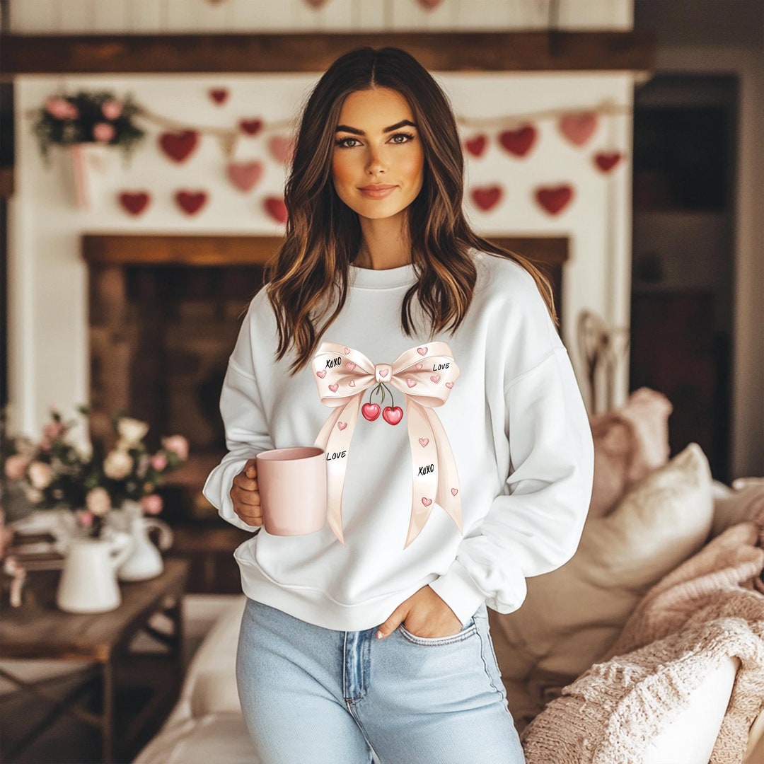 Bow Valentine Long Sleeve Crewneck Sweater
