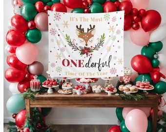 Christmas Reindeer Onederful First Birthday Oh What Fun It Is To Be One 1st Birthday One Year Old Onederful Birthday Girl Christmas