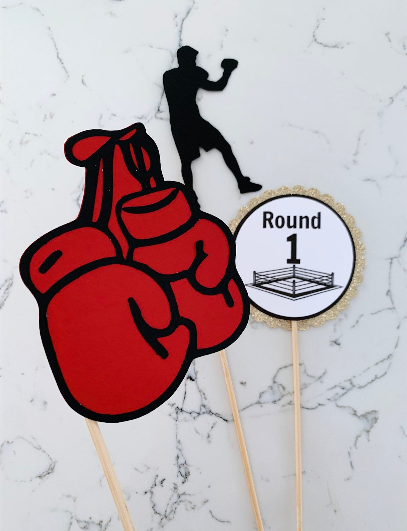 3 Prop Piece Setboxing Party Boxer Boxing Party Centerpieces Etsy