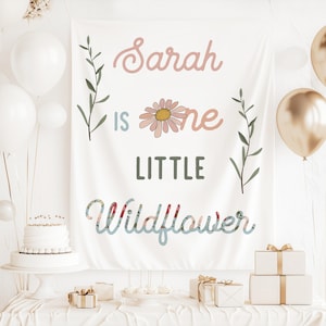 Wildflower Birthday Backdrop 1st Birthday Wildflower Banner Wild Flower Birthday Summer Birthday Floral Birthday Shes A Wildflower