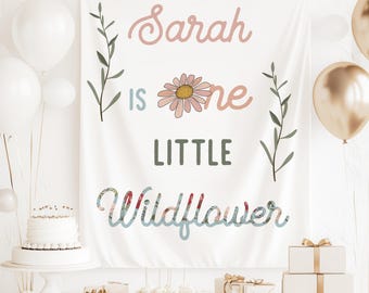 Wildflower Birthday Backdrop 1st Birthday Wildflower Banner Wild Flower Birthday Summer Birthday Floral Birthday Shes A Wildflower