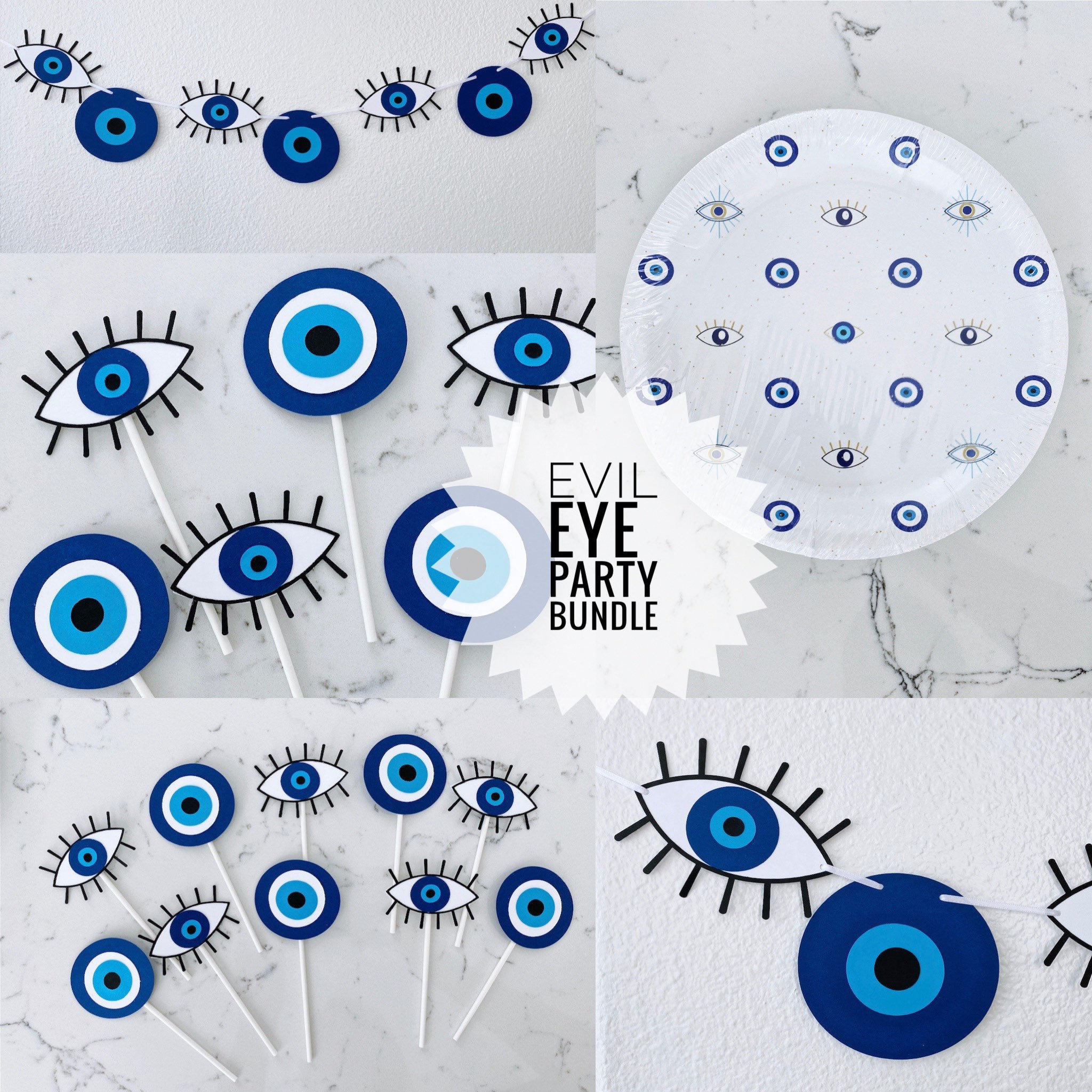Evil Eye Party Decor Bundle Evil Eye Toppers Evil Eye Etsy