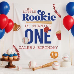 Rookie of the Year First Birthday Baseball 1st Birthday Banner Boy First Birthday Theme Baseball Rookie Year Baseball Birthday Backdrop