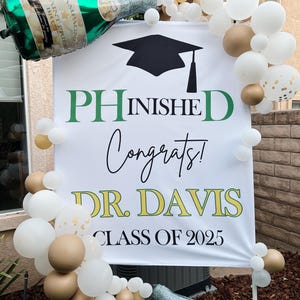 PHD Graduation Party Backdrop Class of 2025 Personalized Backdrop PHD Graduation Backdrop Graduation Banner Graduation Sign